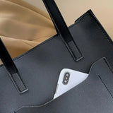 Shoulder Bag Smooth Zipper Faux Leather Solid Handle Bag