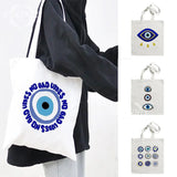 Canvas Evil Eye Shoulder Bag Tote Handbag Large Capacity Women Casual Shopping
