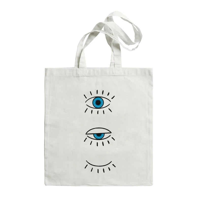 Evil Eye Large Capacity Women Canvas Shoulder Bag Tote Handbag