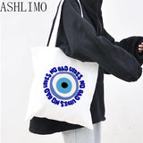 Evil Eye Large Capacity Women Canvas Shoulder Bag Tote Handbag
