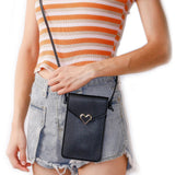 Purple Flower Print Shoulder Bag Touch Screen Mobile Phone Wallets