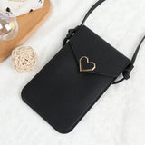 Purple Flower Print Shoulder Bag Touch Screen Mobile Phone Wallets