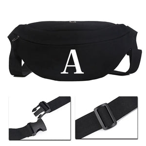 Unisex Shoulder Bag Initial Name Printed Pattern Tool Waist Travel Bag