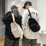Canvas Drawstring Shoulder Bag Students Cross-body Retro Style