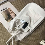 Canvas Drawstring Shoulder Bag Students Cross-body Retro Style