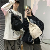 Canvas Drawstring Shoulder Bag Students Cross-body Retro Style
