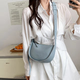 Semicircle Leather Shoulder Bag Women Crossbody Handbag Spring Casual Purse