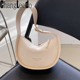 Semicircle Leather Shoulder Bag Women Crossbody Handbag Spring Casual Purse