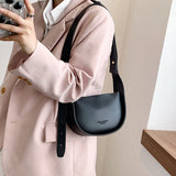Semicircle Leather Shoulder Bag Women Crossbody Handbag Spring Casual Purse