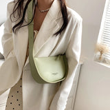Semicircle Leather Shoulder Bag Women Crossbody Handbag Spring Casual Purse