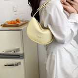 Semicircle Leather Shoulder Bag Women Crossbody Handbag Spring Casual Purse