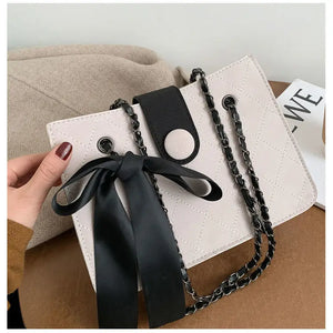 Women's Shoulder Bag Bow Chain Diamond Lattice Satchel Ins Style