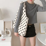 Shoulder Bag Women Dot Canvas Large Capacity Underarm Leisure High Street
