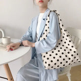 Shoulder Bag Women Dot Canvas Large Capacity Underarm Leisure High Street