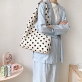 Shoulder Bag Women Dot Canvas Large Capacity Underarm Leisure High Street