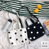 Shoulder Bag Women Dot Underarm Crossbody Canvas Shopping Bag