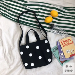 Shoulder Bag Women Dot Underarm Crossbody Canvas Shopping Bag