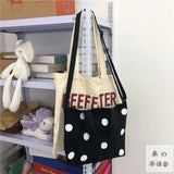 Shoulder Bag Women Dot Underarm Crossbody Canvas Shopping Bag