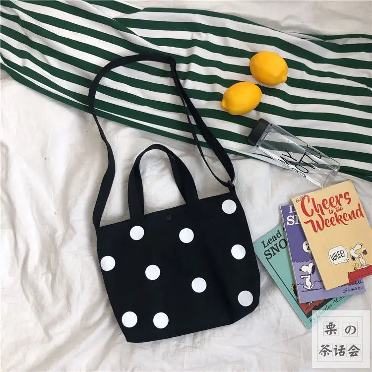 Shoulder Bag Women Dot Underarm Crossbody Canvas Shopping Bag