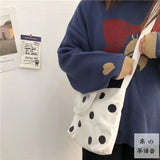 Shoulder Bag Women Dot Underarm Crossbody Canvas Shopping Bag