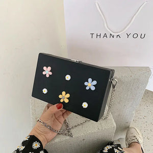 Shoulder Bag Women Flower Colorful Case Chain PU Ins Sweet Handbags Crossbody