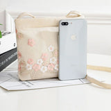 Flower Embroidery Mini Canvas Crossbody Bag Colorful Students Purses