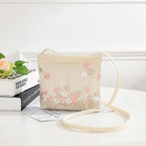 Flower Embroidery Mini Canvas Crossbody Bag Colorful Students Purses