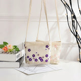 Flower Embroidery Mini Canvas Crossbody Bag Colorful Students Purses