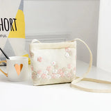 Flower Embroidery Mini Canvas Crossbody Bag Colorful Students Purses