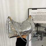 Sequined Shoulder Bag Women Baguette Bags Shining Glitter Party Handbag