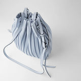 Pleated Stripe Bucket Bag Women Shoulder Bag
