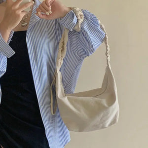 Shoulder Bag Women Tie-dye Canvas Zipper Hobos Folds