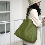 Shoulder Bag Women Solid Large Capacity Tote Bag OL High Street Ins PU Handbags