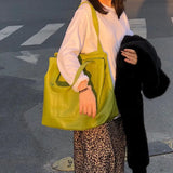 Shoulder Bag Women Solid Large Capacity Tote Bag OL High Street Ins PU Handbags