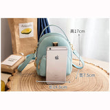 Women's Mini PU Leather Backpack Crossbody Bag Solid Girls School Backpack