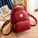 Women's Mini PU Leather Backpack Crossbody Bag Solid Girls School Backpack