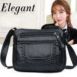 Soft Leather Shoulder Bag Multi-layer Messenger Small Square Bag