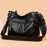 Soft Leather Shoulder Bag Multi-layer Messenger Small Square Bag