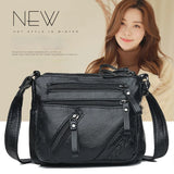 Soft Leather Shoulder Bag Multi-layer Messenger Small Square Bag