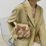 Retro Pleated Shoulder Bag with Bow for Women