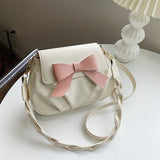 Retro Pleated Shoulder Bag with Bow for Women