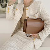 Retro Solid PU Leather Crossbody Shoulder Bag for Women