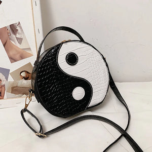 Circular Shoulder Bag for Women Small PU Leather Purse