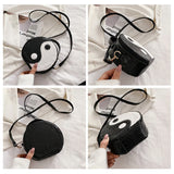Circular Shoulder Bag for Women Small PU Leather Purse