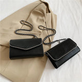 Suede Shoulder Bag Chain Handbag Crossbody Purse Bead Tote Small Pocket