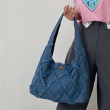 Denim Shoulder Bag for Women Lattice Tote Bags