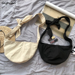 Canvas Shoulder Bag Harajuku Vintage Zipper Soft Book Bolsa