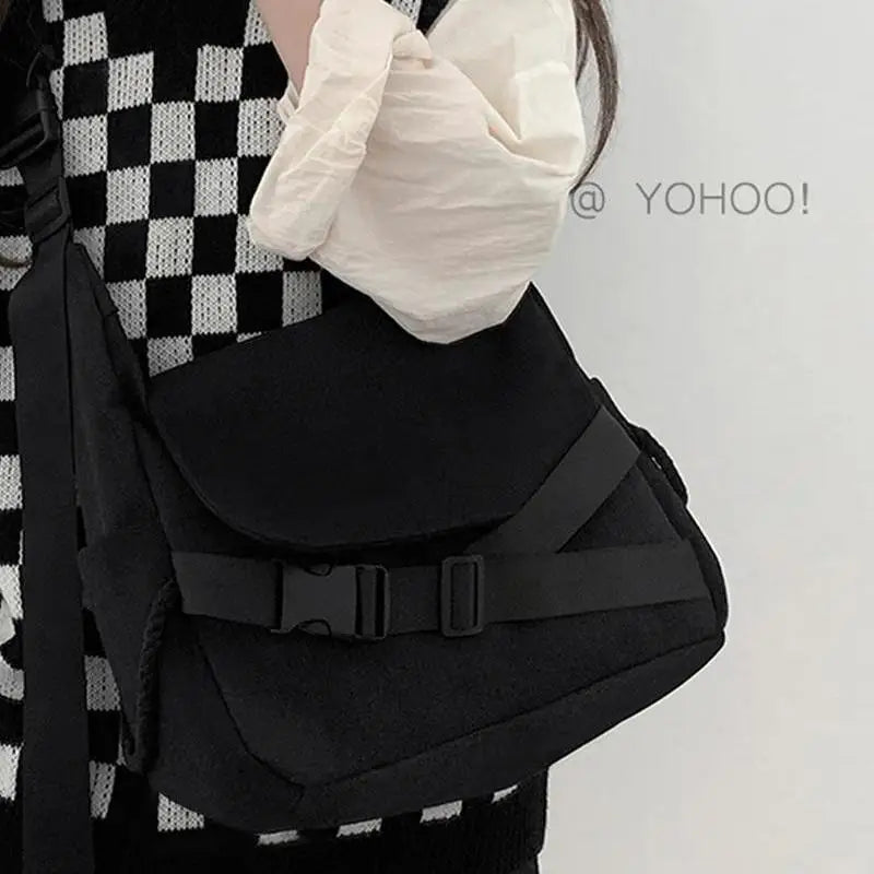 Canvas Soft Unisex Shoulder Bag Harajuku Students Street Vintage Cross-body