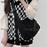 Canvas Soft Unisex Shoulder Bag Harajuku Students Street Vintage Cross-body