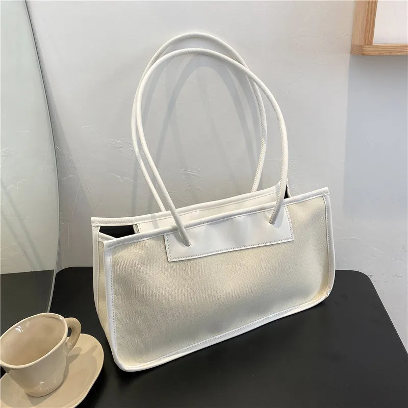 Canvas Women Shoulder Bag Large Capacity Underarm Style Zipper Handbags